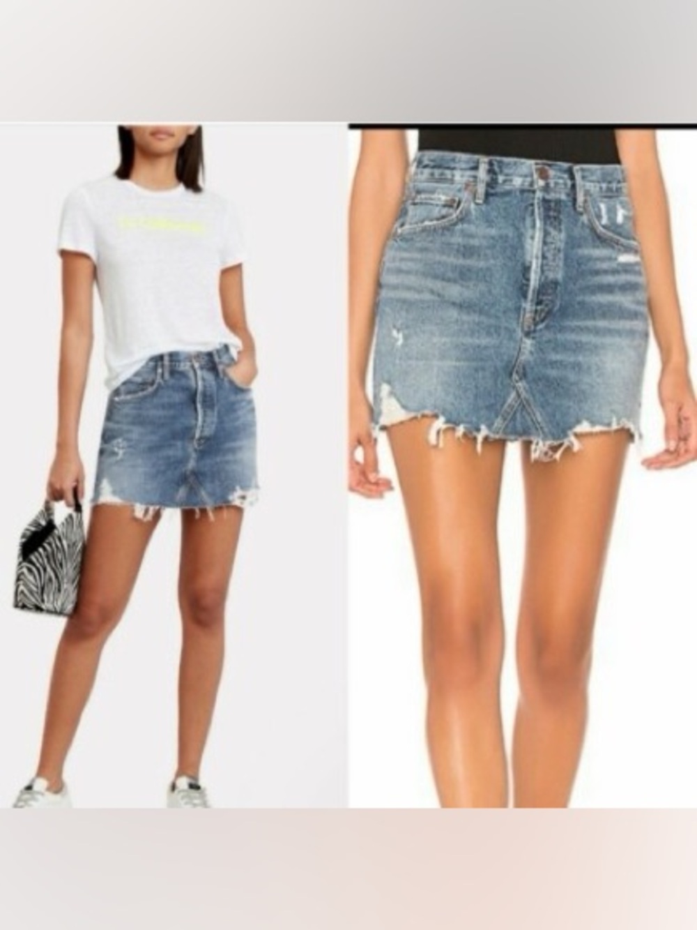 AGOLDE Quinn Denim Distressed Mini Skirt Size 23